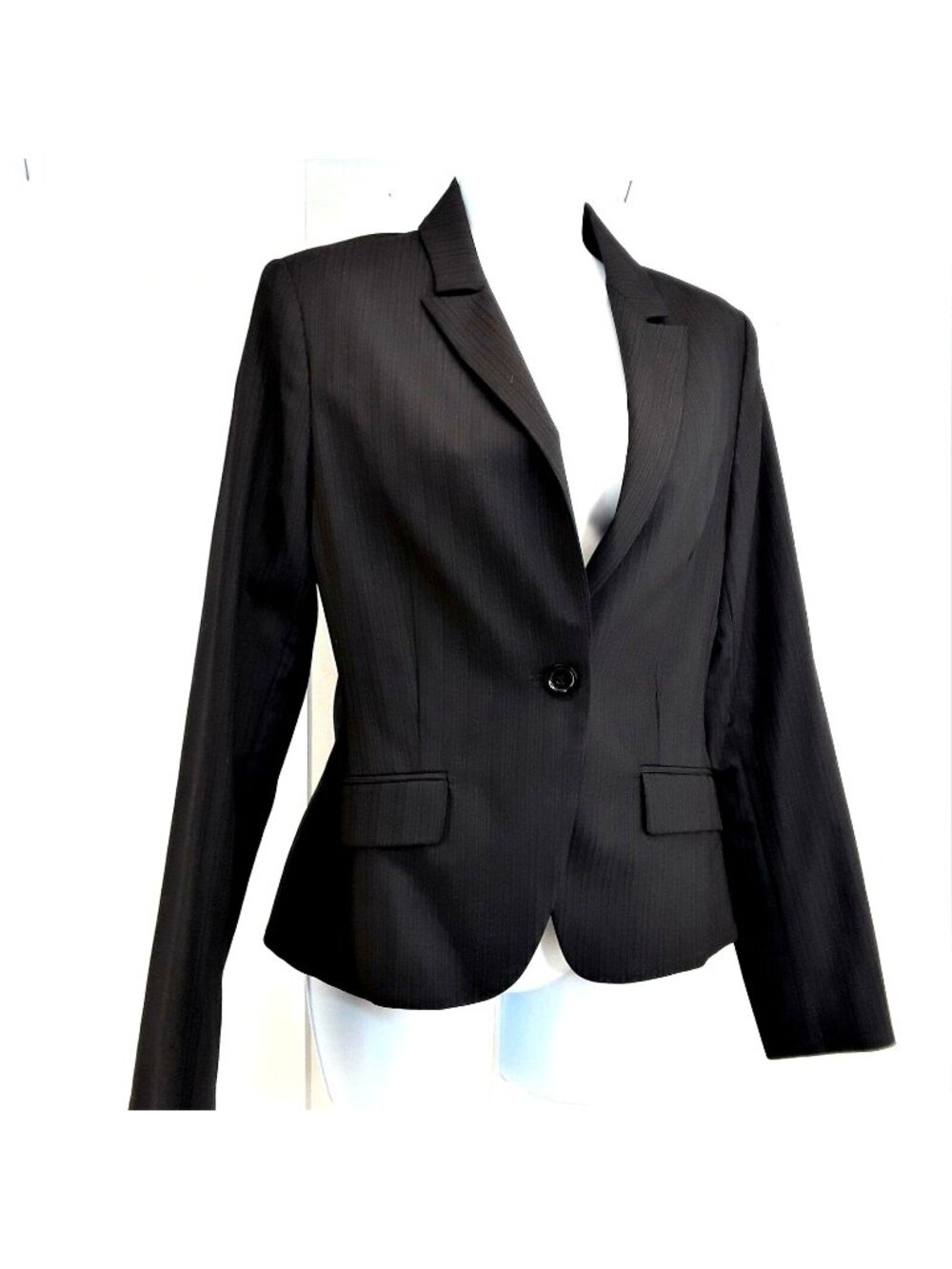 Express Design Studio Black Blazer Womens Size 6 Peak Collar Fitted Jacket